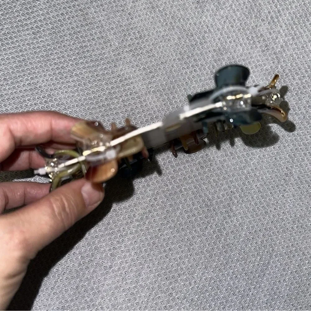 Sunday State Shades of Brown Green Gray Marble Claw Clips set of 8